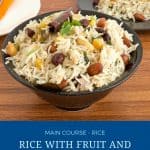 Pinterest image for rice pilaf with fruit and nuts.