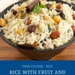 Pinterest image for rice pilaf with fruit and nuts.