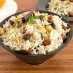 A bowl with basmati rice pilaf.