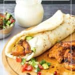 Pinterest image for shawarma with chicken and tahini.