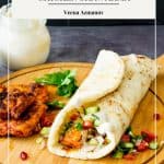 Pinterest image for shawarma with chicken and tahini.