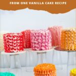 Pinterest image for One Vanilla Cake with 14 Different Variations.