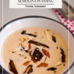 Pinterest image for semolina pudding.