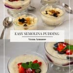 Pinterest image for semolina pudding.