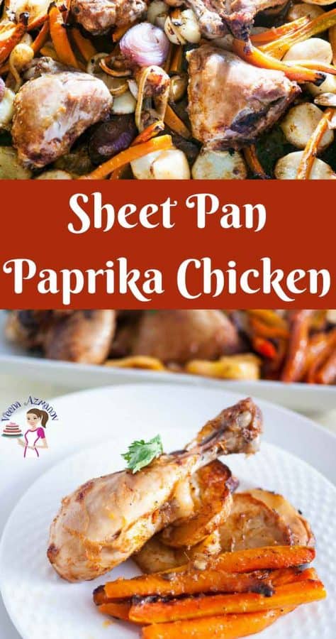 This sheet pan paprika chicken is a simple, easy and effortless recipe with no added fuss. You have meat and starch all baked in one pan to give you a complete meal so you only cooking one meal that takes 5 minutes hands on time while the oven does the rest for you. 