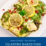 Pinterest image for baked cilantro fish.
