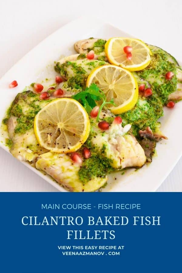 Pinterest image for baked cilantro fish.