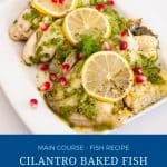 Baked fish fillets on a serving platter.