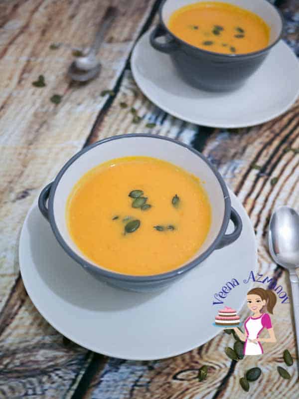 Maple and pumpkin make a perfect combination. Try adding maple to your pumpkin soup, butternut squash or even to your roasted pumpkin puree, it really enhances the flavors. This creamy soup makes a perfect meal on its own as it's so hearty and filling. An image optimized for social media share for these simple and easy maple pumpkin soup recipe with a step by step video tutorial. A perfect fall soup that hearty and healthy