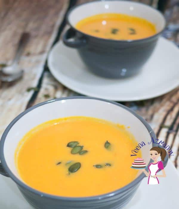 Maple and pumpkin make a perfect combination. Try adding maple to your pumpkin soup, butternut squash or even to your roasted pumpkin puree, it really enhances the flavors. This creamy soup makes a perfect meal on its own as it's so hearty and filling. An image optimized for social media share for these simple and easy maple pumpkin soup recipe with a step by step video tutorial. A perfect fall soup that hearty and healthy