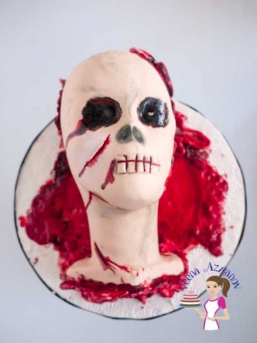 This Halloween Brain Spill Head cake was made for a 16th Birthday celebration. The cake Moist Chocolate cake with Vanilla frosting and fondant accents. This Halloween Brain Spill Head cake was made for a 16th Birthday celebration. The cake Moist Chocolate cake with Vanilla frosting and fondant accents.