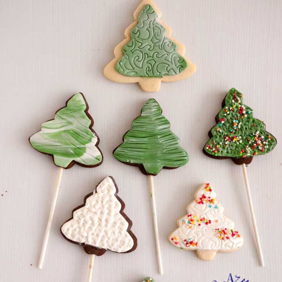 Fondant Christmas Tree cookies.