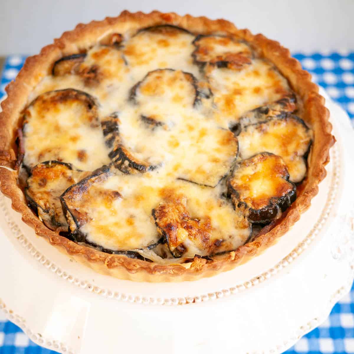 Cheesy Grilled Eggplant and Onion Quiche