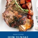 Pinterest image how to make lamb shoulder with red wine.