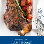 Pinterest image lamb roast shoulder in red wine.