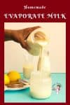 A person pouring evaporated milk into a jar.