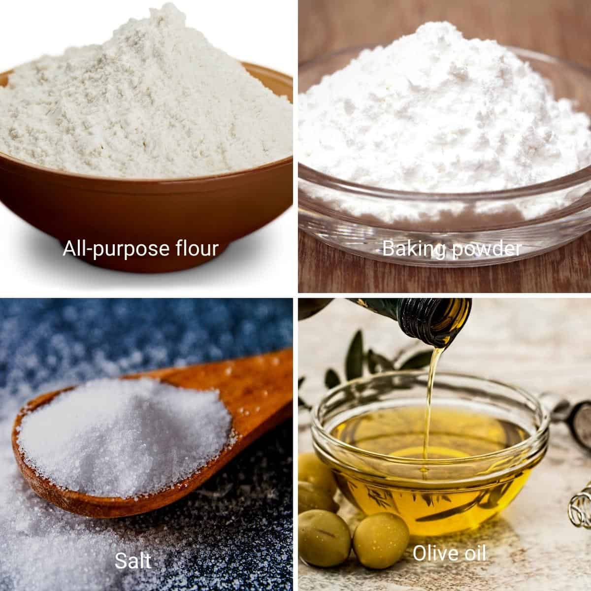 Ingredients for making flour tortillas.