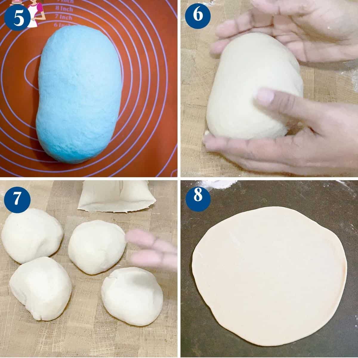 Progress pictures divide the tortilla dough.