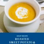 Pinterest image for pumpkin sweet potato soup.