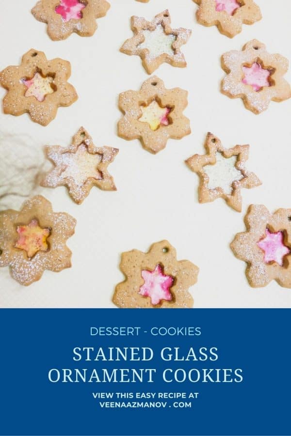 Pinterest image for cookies with stained glass windows.