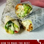 Pinterest image for chicken and avocado wraps.