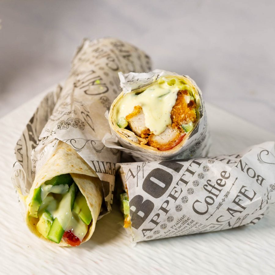 Wraps on the table with table.
