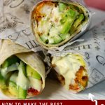 Pinterest image for chicken and avocado wraps.