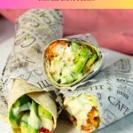 Pinterest image for chicken and avocado wraps.