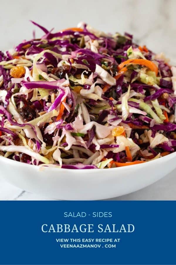 Pinterest image for cabbage salad recipe.