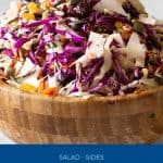 Pinterest image for cabbage salad recipe.