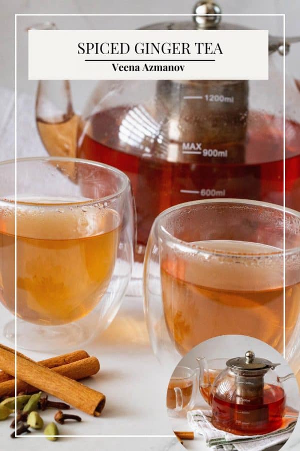 Pinterest image for ginger tea spiced for winter.
