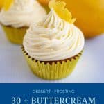 Pinterest image for buttercream frosting recipes.