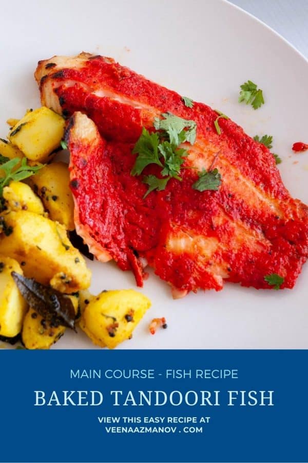 Pinterest image for fish with tandoori masala.