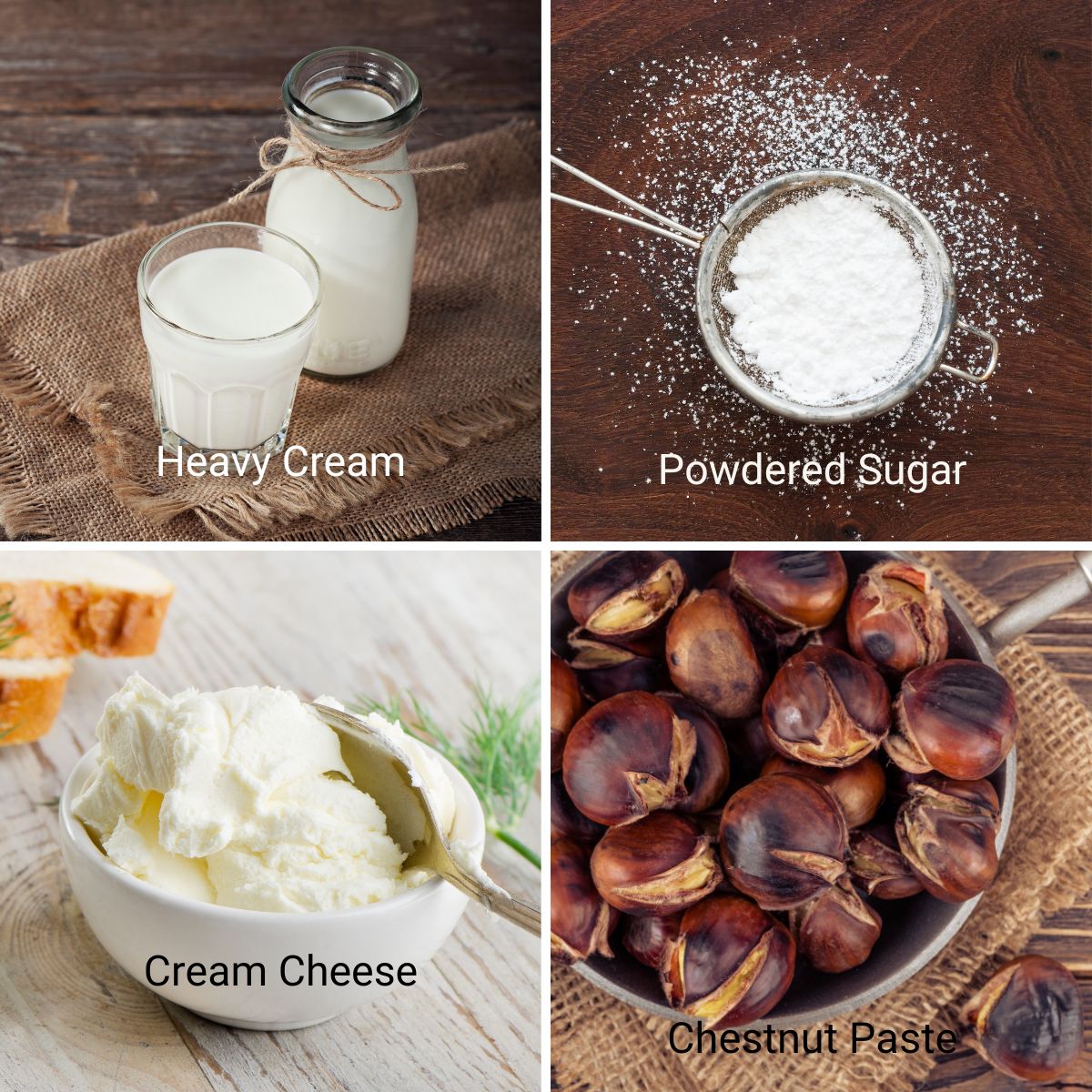 Ingredients for Chestnut mousse.