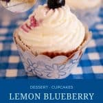 Pinterest image for lemon blueberry cupcakes.