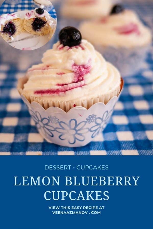 Pinterest image for lemon blueberry cupcakes.