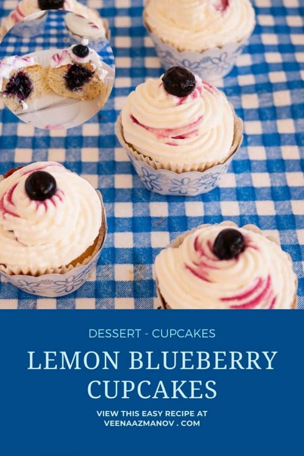 Pinterest image for lemon blueberry cupcakes.