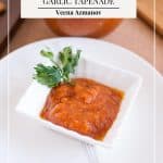 Pinterest image for roasted red pepper and garlic tepenade