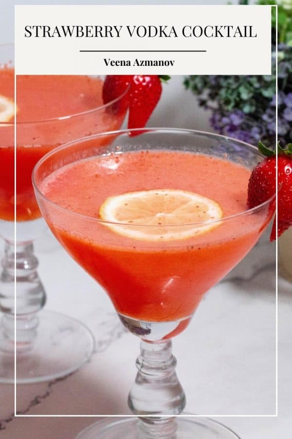 Pinterest image for strawberry cocktail with vodka.