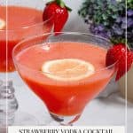 Pinterest image for strawberry cocktail with vodka.