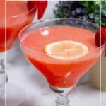 Pinterest image for strawberry cocktail with vodka.