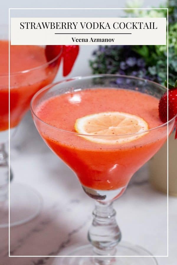 Pinterest image for strawberry cocktail with vodka.