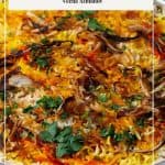 Pinterest image for Dum Chicken Hyderabad Biryani recipe.