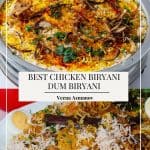Pinterest image for Dum Chicken Hyderabad Biryani recipe.