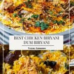 Pinterest image for Dum Chicken Hyderabad Biryani recipe.
