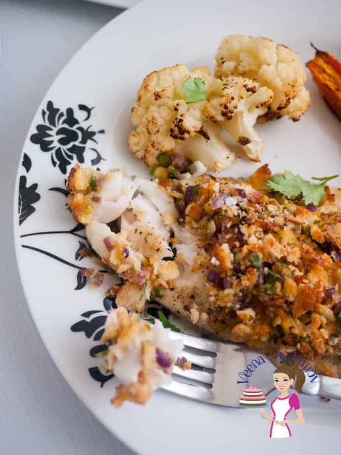 Breadcrumb Crusted Baked Fish Fillets - Veena Azmanov