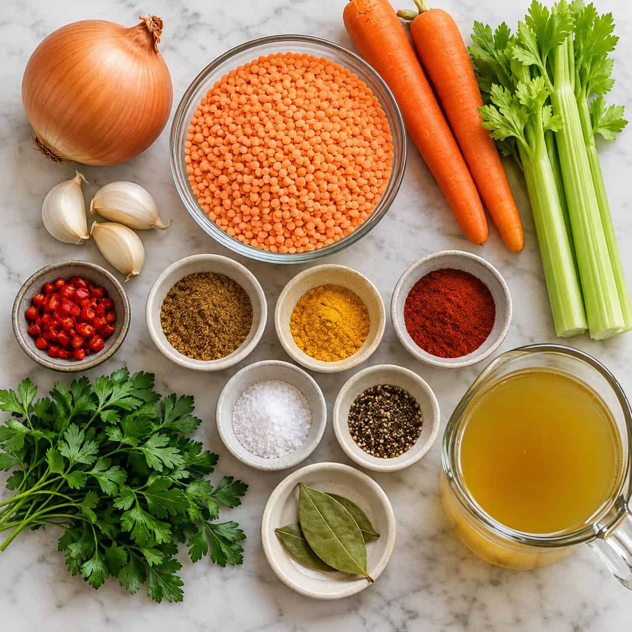 Ingredients for Slow cooker Lentil Soup.
