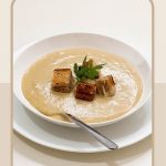 Pinterest image for Potato and Leek Soup.