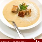Pinterest image for Potato and Leek Soup.