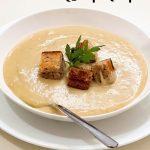 Pinterest image for Potato and Leek Soup.